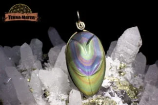 Pendentif fleur AAA en Obsidienne Oeil Céleste