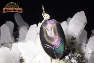 Pendentif fleur en Obsidienne oeil céleste AAA