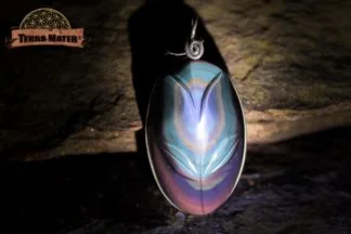 Pendentif en Obsidienne Oeil Céleste de qualité AAA - Suprême - Monture argent