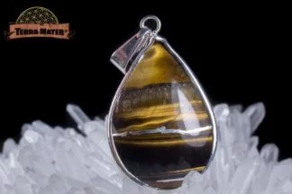Pendentif d'oeil de tigre sur acier