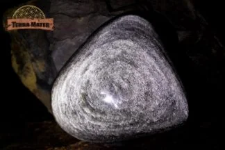 Grand Galet d'Obsidienne Argentée