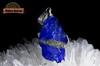 Pendentif de lapis lazuli AAA d'Afghanistan - Sar E Sang - Montage artisanal en argent 925 - Pièce unique
