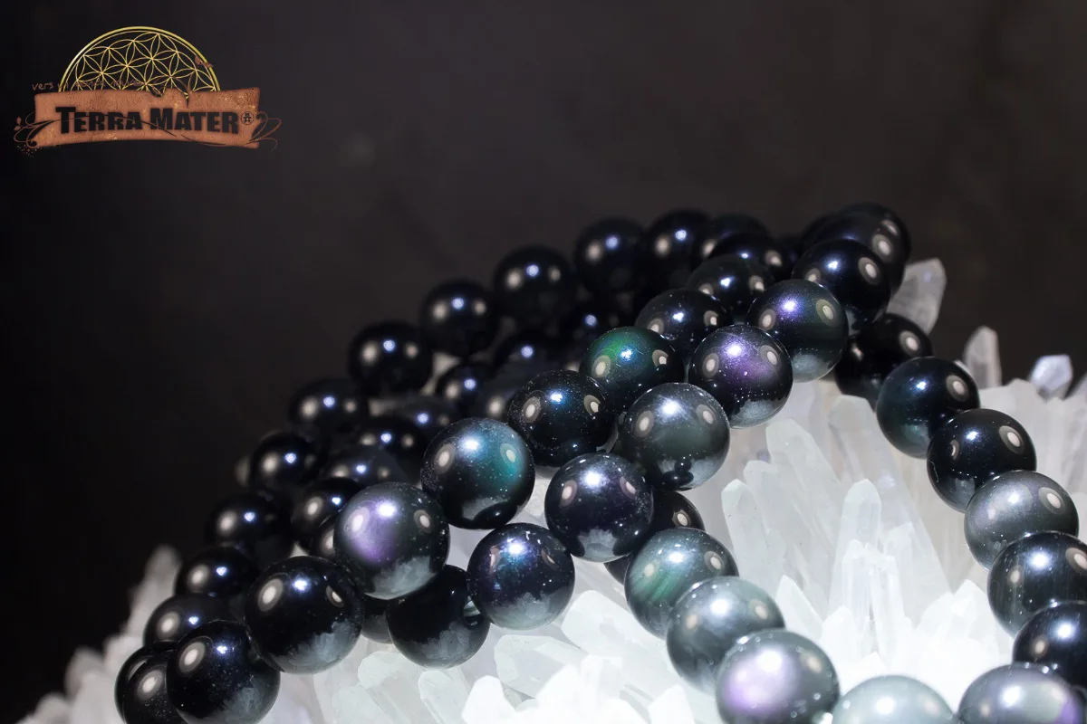 Bracelet d'Obsidienne Œil Céleste 12 mm – Image 4