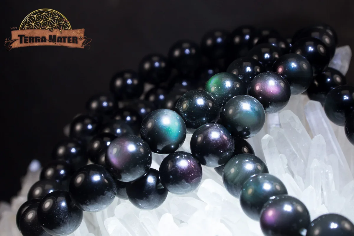 Bracelets de perles d'obsidienne oeil céleste