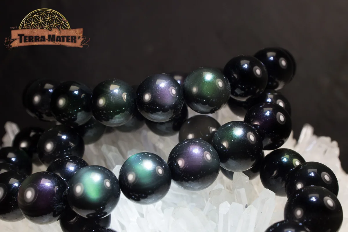 Bracelet d'Obsidienne Œil Céleste 12 mm – Image 2
