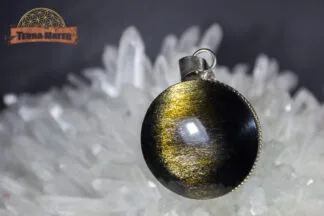 Pendentif en obsidienne dorée
